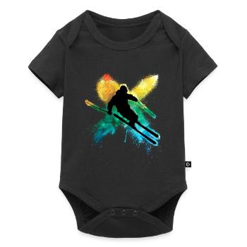 Ski acrobatique coloré pendant les vacances d’hiver dans la neige profonde - Body à manches courtes Premium Bébé - noir - Devant