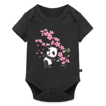 Panda Cherry Blossom Cherry Blossom Japanese Pandas - Baby Premium short-sleeve bodysuit - black - Front