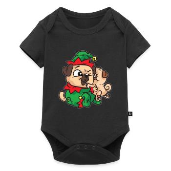 Onze carlins câlinent la robe de Noël - Body à manches courtes Premium Bébé - noir - Devant