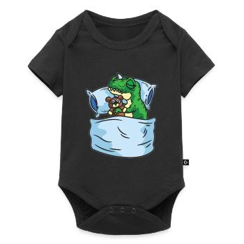 Sleep T-Rex Peluche Animal Chemise de nuit - Body à manches courtes Premium Bébé - noir - Devant