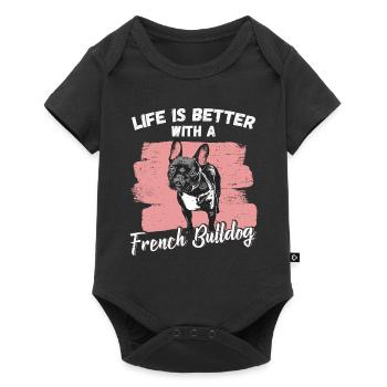 French Bulldog - Baby Premium short-sleeve bodysuit - black - Front