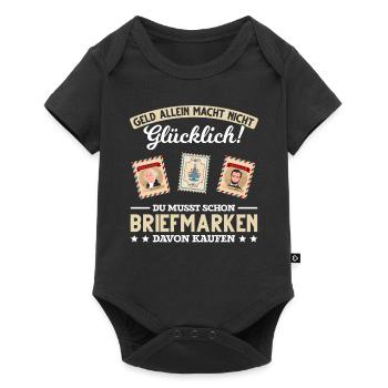 Briefmarken lustiger Spruch Briefmarken Sammler Po - Baby Premium Kurzarmbody - Schwarz - Vorne