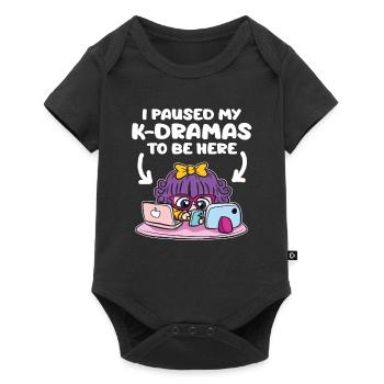 J’ai arrêté mes drames K en coréen ici - Body à manches courtes Premium Bébé - noir - Devant