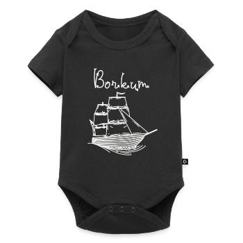 Borkum Insel Nordsee mit Segelschiff - Baby Premium Kurzarmbody - Schwarz - Vorne