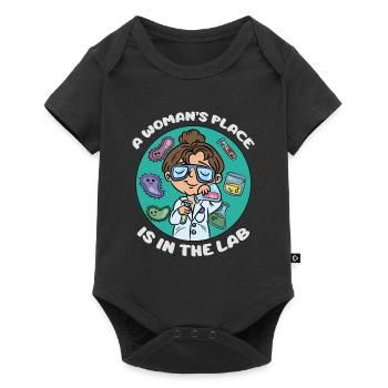 Der Platz einer Frau ist im Labor - Baby Premium Kurzarmbody - Schwarz - Vorne