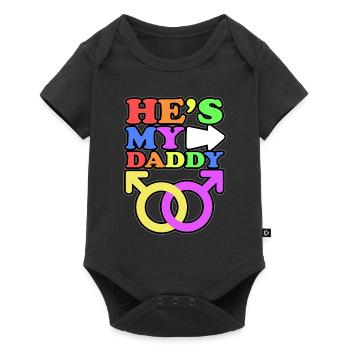 Er ist mein Papa Homosexuell Eltern Kind mit 2 - Baby Premium Kurzarmbody - Schwarz - Vorne