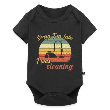 Sorry I´m late / Putzen - Baby Premium Kurzarmbody - Schwarz - Vorne