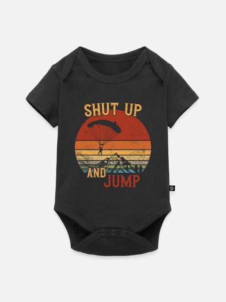 Shut up and Jump / Fallschirmspringen - Baby Premium Kurzarmbody - Schwarz