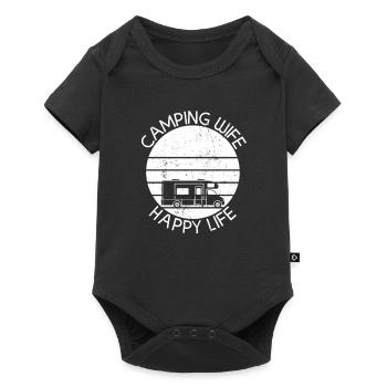 Camping Camping Camping Camping Caravane Camping Vacances - Body à manches courtes Premium Bébé - noir - Devant