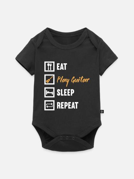 Manger Jouer Guitare Sommeil Répéter / Gitarre - Body à manches courtes Premium Bébé - noir