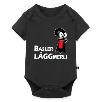 Basler Läggmerli - Frecher Baslerstab mit Zunge - Baby Premium Kurzarmbody - Schwarz - Vorne