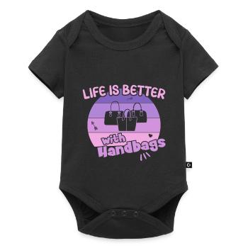 Life is better with Handbags / Handbag Shopping - Baby Premium short-sleeve bodysuit - black - Front
