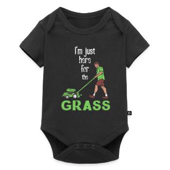 Je suis ici pour l’herbe I Tondeuse à gazon Pelouse - Body à manches courtes Premium Bébé - noir - Devant