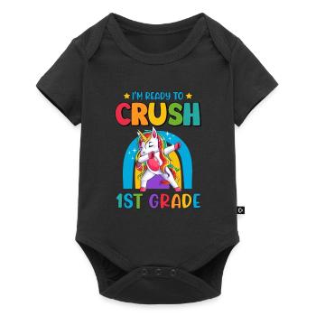 Ich bin bereit, Regenbogenmädchen Jungen der 1. Klasse zu zerquetschen - Baby Premium Kurzarmbody - Schwarz - Vorne