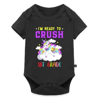 Ich bin bereit, Regenbogenmädchen Jungen der 1. Klasse zu zerquetschen - Baby Premium Kurzarmbody - Schwarz - Vorne