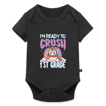 Ich bin bereit, Regenbogenmädchen Jungen der 1. Klasse zu zerquetschen - Baby Premium Kurzarmbody - Schwarz - Vorne