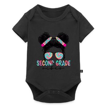 Back To School Second Grade Vibes Retro Teacher - Baby Premium short-sleeve bodysuit - black - Front