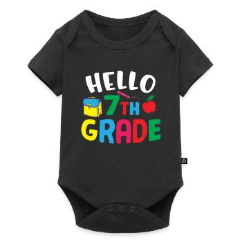 7th Grade Vibes Retro Groovy Women Happy First - Baby Premium short-sleeve bodysuit - black - Front