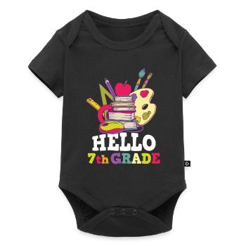 Hello 7th Grade Vibes Retro Groovy Women Happy - Baby Premium short-sleeve bodysuit - black - Front