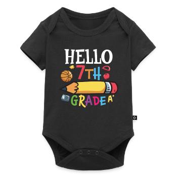 Vibes de 7ème année Retro Groovy Femmes Heureuses d’abord - Body à manches courtes Premium Bébé - noir - Devant