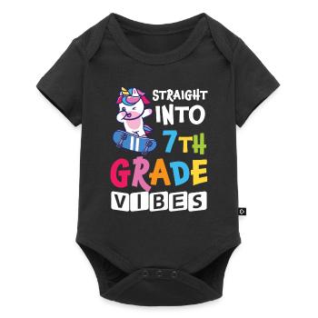 Straigt Into7th Grade vibes Retro Groovy Femmes - Body à manches courtes Premium Bébé - noir - Devant