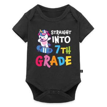 Straigt Into7th Grade Retro Groovy Femmes Heureuses - Body à manches courtes Premium Bébé - noir - Devant