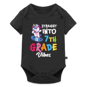 Straigt Into7th Grade vibes Retro Groovy Femmes - Body à manches courtes Premium Bébé - noir - Devant