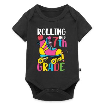 Rolling Into7th Grade Vibes Retro Groovy Women - Baby Premium short-sleeve bodysuit - black - Front
