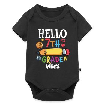 Vibes de 7ème année Retro Groovy Femmes Heureuses d’abord - Body à manches courtes Premium Bébé - noir - Devant