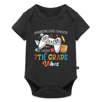 Vibes de 7ème année Retro Groovy Femmes Heureuses d’abord - Body à manches courtes Premium Bébé - noir - Devant