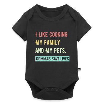 J’aime cuisiner ma famille et mes animaux de compagnie Commas Save - Body à manches courtes Premium Bébé - noir - Devant