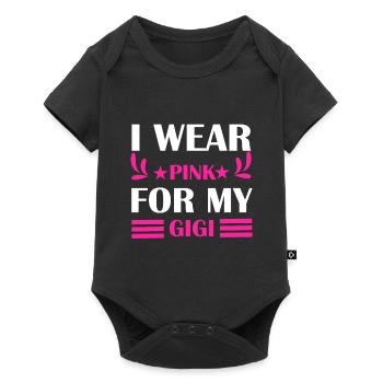 SENSIBILISATION AU CANCER DU SEIN JE PORTE DU ROSE POUR MON GIGI - Body à manches courtes Premium Bébé - noir - Devant