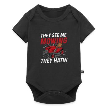 They See Me Mowing They Hatin Rasenmäher - Baby Premium Kurzarmbody - Schwarz - Vorne