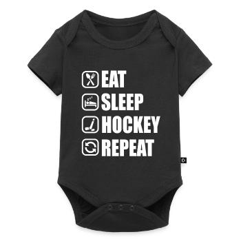 Manger dormir Hockey Répéter I Hockey sur glace Hockey - Body à manches courtes Premium Bébé - noir - Devant