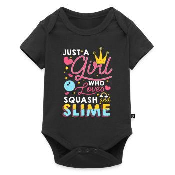 Just A Girl Squash And Slime - Baby Premium Kurzarmbody - Schwarz - Vorne