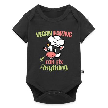 Vegan Baking can fix Anything - Baby Premium short-sleeve bodysuit - black - Front