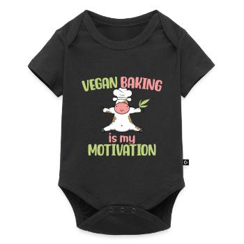 Vegan Baking is my Motivation - Baby Premium short-sleeve bodysuit - black - Front
