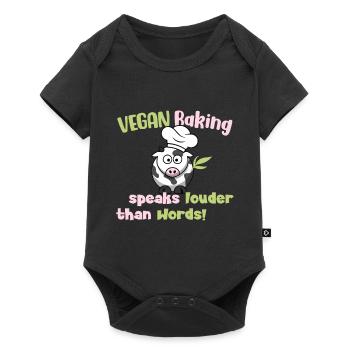 Vegan Baking speaks louder than Words - Baby Premium short-sleeve bodysuit - black - Front