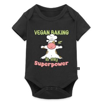 Vegan Baking is my Superpower - Baby Premium short-sleeve bodysuit - black - Front