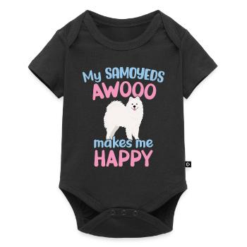 My Samoyeds AWOOO makes me happy - Baby Premium short-sleeve bodysuit - black - Front