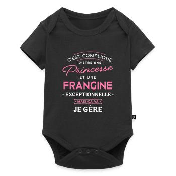 Princesse et frangine exceptionnelle je gère sœur - Body à manches courtes Premium Bébé - noir - Devant