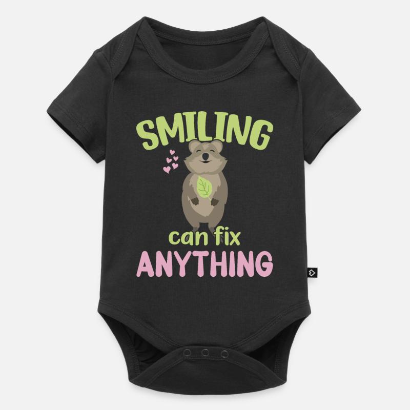 Sourire peut tout réparer - Grinning Quokka - Body à manches courtes Premium Bébé - noir