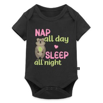 Sieste toute la journée - Dormir toute la nuit / Quokka souriant - Body à manches courtes Premium Bébé - noir - Devant