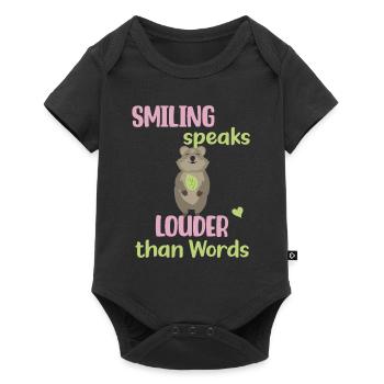 Le sourire est plus éloquent que les mots - Süßes Quokka - Body à manches courtes Premium Bébé - noir - Devant