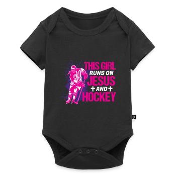 Cette fille court sur Jésus et le hockey - Body à manches courtes Premium Bébé - noir - Devant