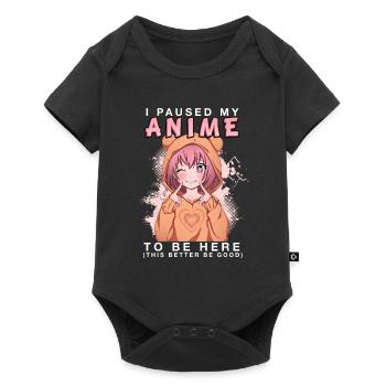 I Paused My Anime To Be Here I Chibi Otaku Girl - Baby Premium Kurzarmbody - Schwarz - Vorne