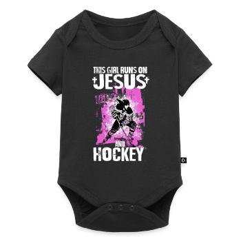 CETTE FILLE COURT SUR JÉSUS ET LE HOCKEY - Body à manches courtes Premium Bébé - noir - Devant