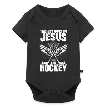 CE GARÇON COURT SUR JÉSUS ET LE HOCKEY - Body à manches courtes Premium Bébé - noir - Devant