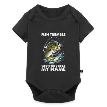 Les poissons tremblent quand ils entendent mon nom I Angeln - Body à manches courtes Premium Bébé - noir - Devant