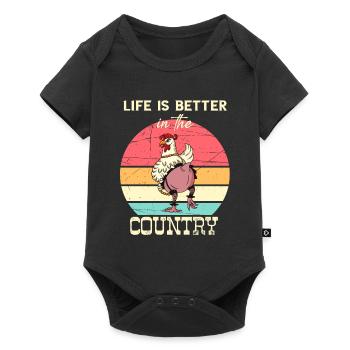 La vie est meilleure à la campagne I Poulets drôle - Body à manches courtes Premium Bébé - noir - Devant
